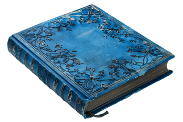Antique Blue Book Floral Design Vintage Book