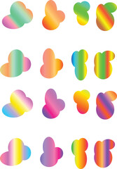 Colorful abstract cloud shapes with gradient fill background