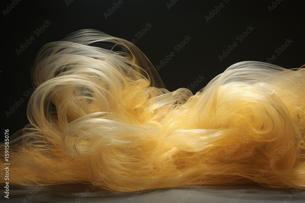 Poster fiber optic cables transmitting data, creating abstract waves of light on a dark background