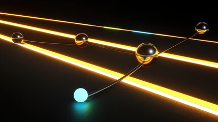 Abstract representation of atomic connections with glowing lines