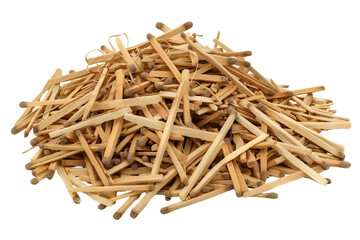 Pile of used wooden matches light brown