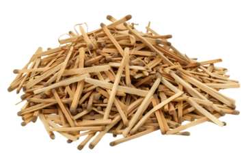Pile of used wooden matches light brown