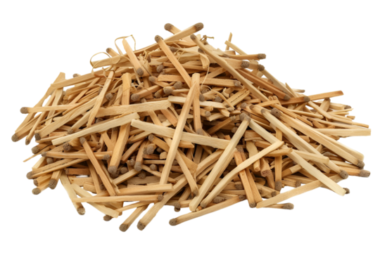 Pile of used wooden matches light brown