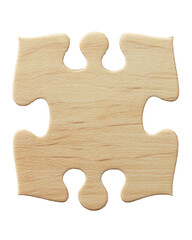 Wooden puzzle piece on a white background, isolated