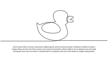 One line of duck toy. Abstract minimal continuous line.