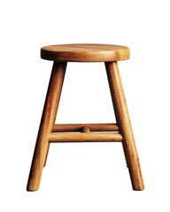 Wooden stool with simple design on transparent background