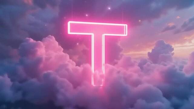 Neon T in Sunset Cloudscape.