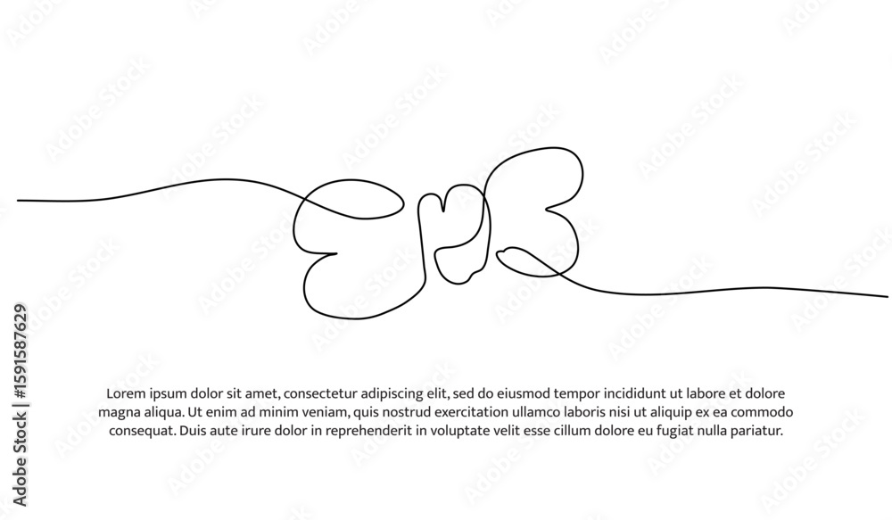 Poster one line of butterfly toy. abstract minimal continuous line.