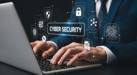 the critical importance of cybersecurity in the digital age and highlights a user actively engaging with secure systems.