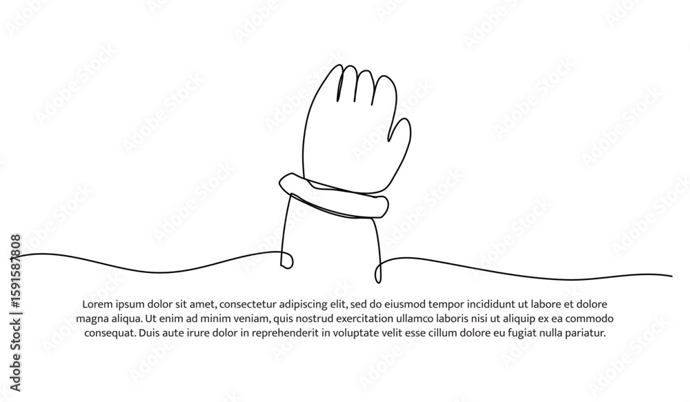 Poster one line of baby's hands. abstract minimal continuous line.