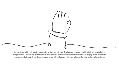 One line of baby's hands. Abstract minimal continuous line.