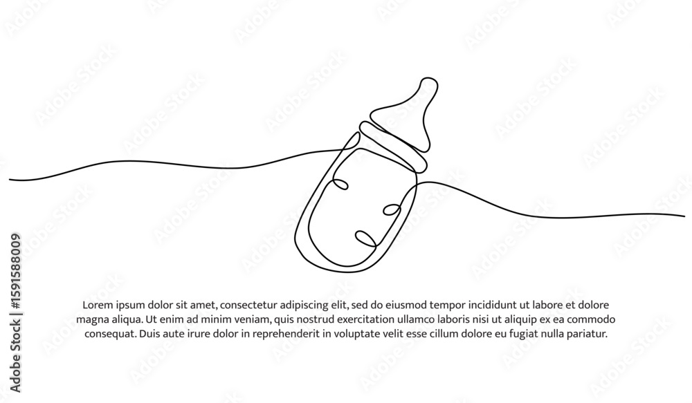 Poster one line of baby pacifiers. abstract minimal continuous line.