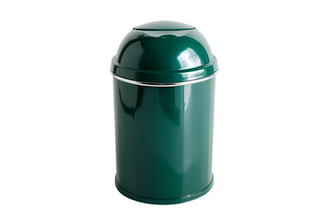Obraz premium Green metal trash can with dome lid waste container recycling bin