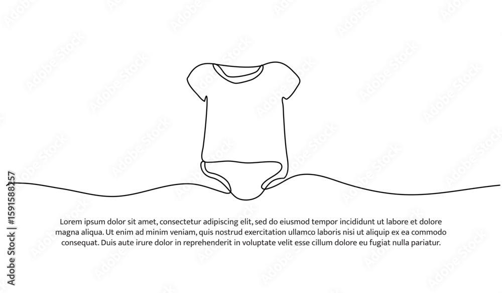 Poster one line of romper bodysuit. abstract minimal continuous line.
