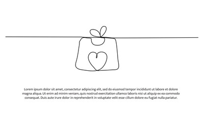 One line of baby bib. Abstract minimal continuous line.