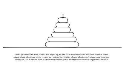 One line of round pyramid toy. Abstract minimal continuous line.