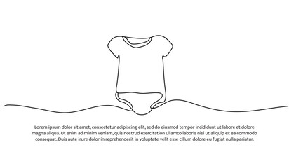 One line of romper bodysuit. Abstract minimal continuous line.