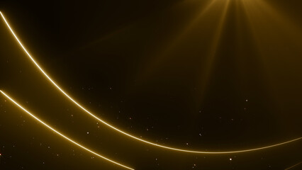 Fototapeta premium Dynamic Gold Lines with Shimmering Particles Awards Trailer Titles Cinematic Openers Luxury Intro Background