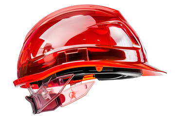 Fototapeta premium Red transparent safety helmet construction worker protection equipment