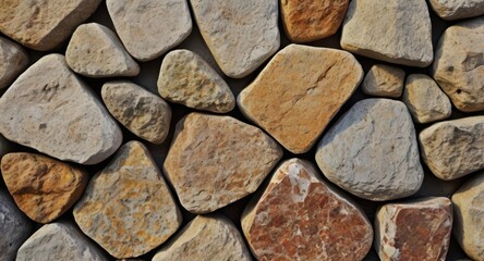 A close up view of a collection of stones with varying colors and textures together