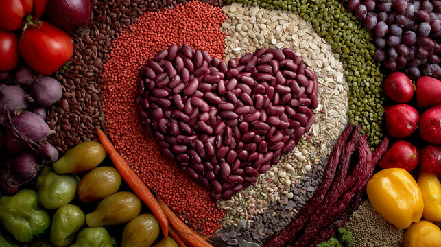 Red beans in the shape of a heart