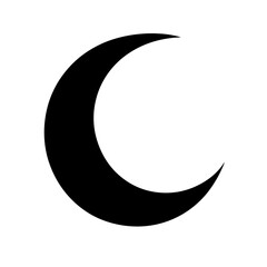 Black silhouette crescent moon icon simple flat minimalist vector symbol of nighttime lunar phase isolated on white background design element for astronomy or mystic theme