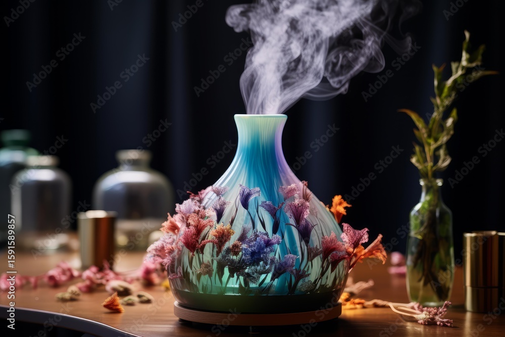 Aufkleber electric aroma diffuser releasing a fragrant vapor into a room, creating a relaxing and pleasant atm