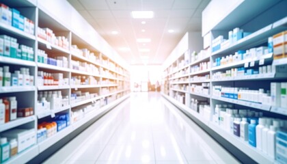 Blurred perspectives in pharmaceutical aisles branding and visual concepts in healthcare
