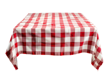 Red and white checkered tablecloth on table