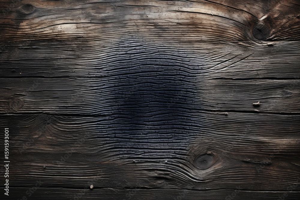 Poster dark wooden background showing knots and burn marks creating a textured surface
