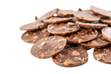 Delicious chocolate discs with nuts sweet treat
