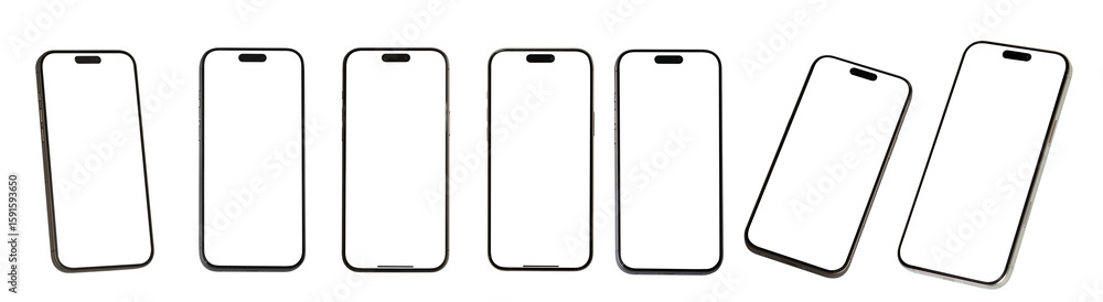 Poster mockup smart phone new generation isolated screen transparent of png image for infographic business 