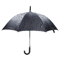 Black umbrella with rain drops