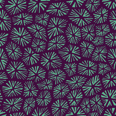 Purple background with teal radial bursts forming a vibrant, symmetrical geometric pattern