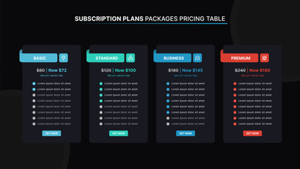 Subscription Plans Packages Pricing Comparison Table Infographic Template