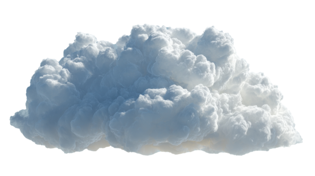 Translucent cloud formation with atmospheric lighting effects on clear background for creative media projects and digital content creation. 
