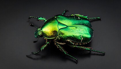 Vibrant green beetle close-up