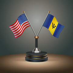 United States (USA) relations and Barbados able flag with gradient color background