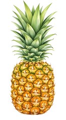 Fototapeta premium Vibrant Watercolor Pineapple Illustration on White Background
