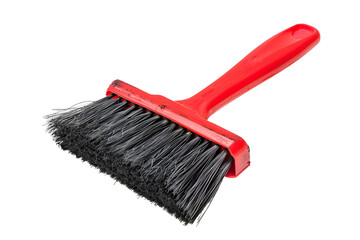 Red plastic handled brush black bristles cleaning tool