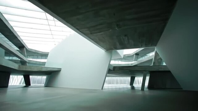 Modern Abstract Architecture with Intersecting Walls and Steel Beams, AI Generated