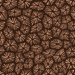 Minimal savannah landscape with wild animal silhouettes in warm brown and orange tones