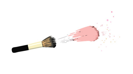 Makeup brush with pink powder blush beauty product cosmetic tool for applying face makeup artist concept