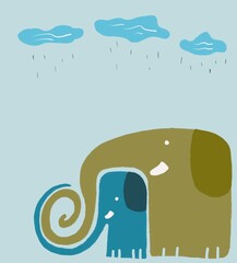 illustration elephant drawn foe template.