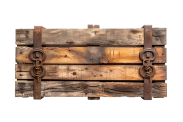 Rustic Wooden Crate with Metal Clasps Antique Cargo Box
