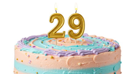Celebrating Twenty-Ninth Birthday with Festive Cake and Lit Candles
