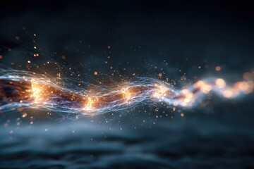 Energy Stream Glowing power flows across the dark, use for sci-fi or tech ads