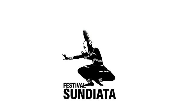 Festival Sundiata Logo Black and White Graphic Illustration of Traditional Dancer