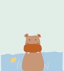 illustration cute hippo drawn for template.
