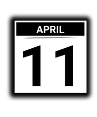 Black and white color April month calendar date 11